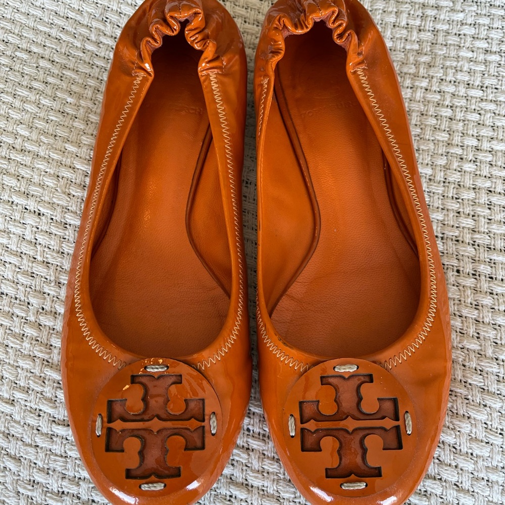 Tory Burch Orange Patent Leather Ballet Flats 7